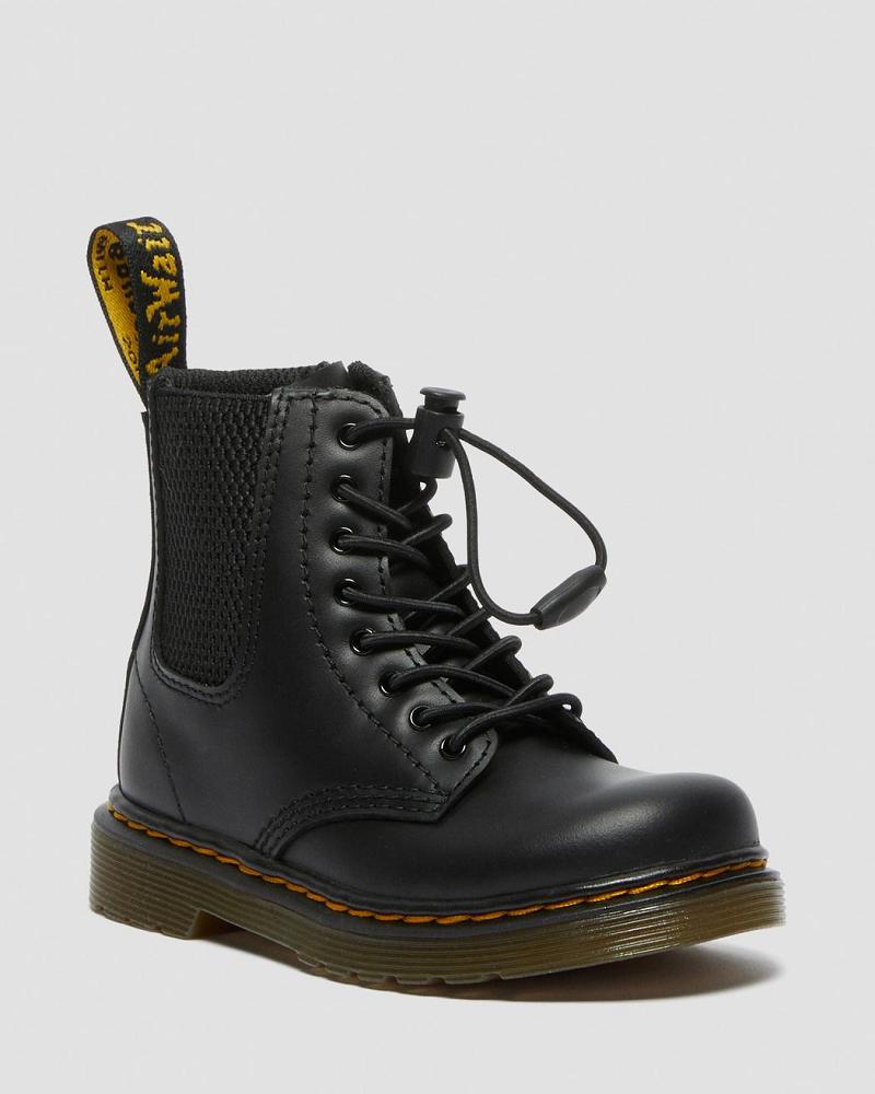 Black Kids\' Dr Martens Toddler 1460 Harper Leather Casual Boots | CA 663MQZ